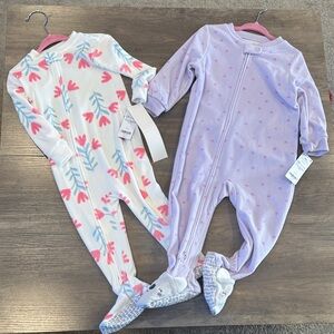 Baby Girls' Footed Sleep & Play One-Piece - Lavender and White Floral